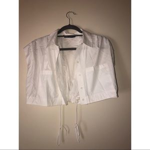 Zara Cropped Poplin Shirt Size: XS